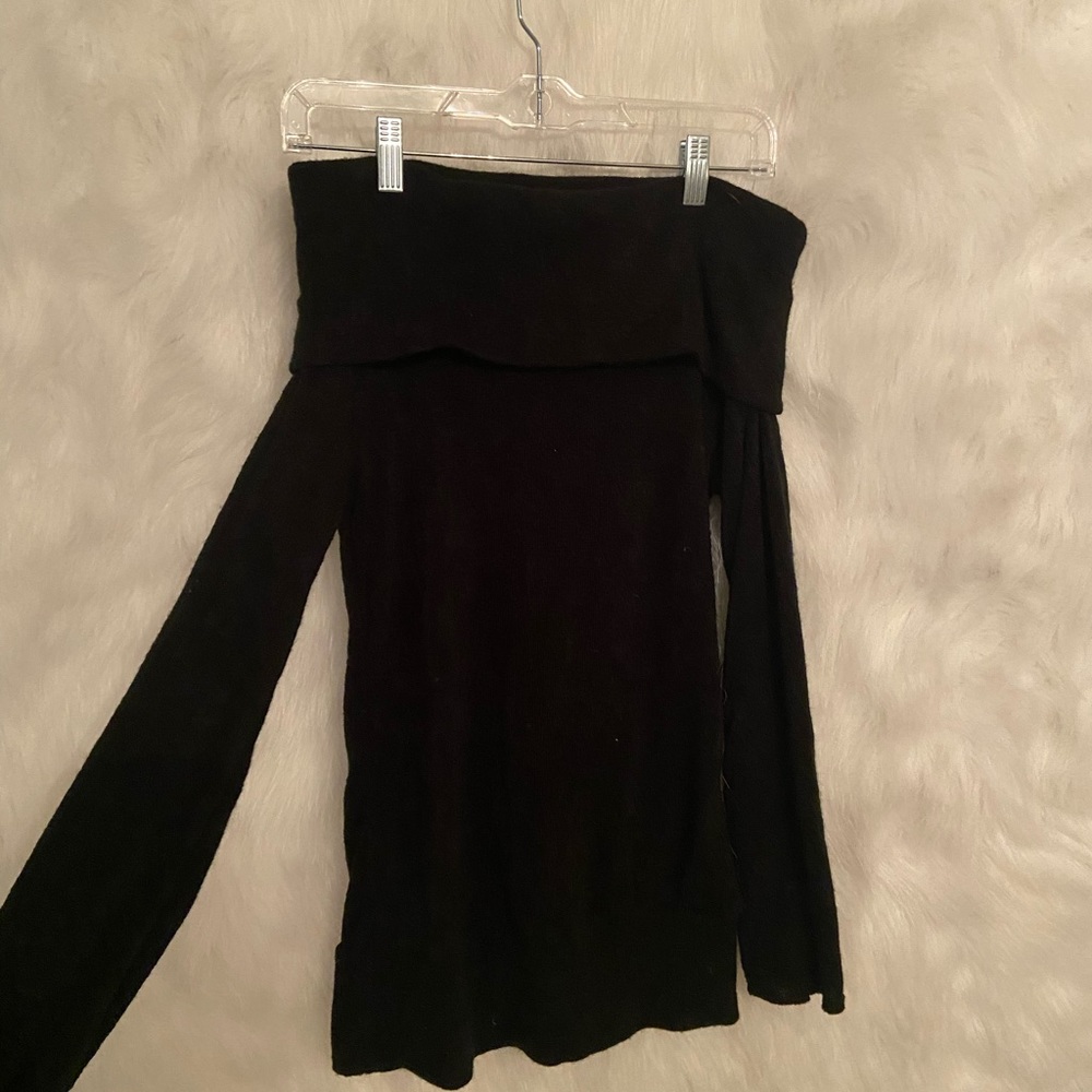 Off-the-shoulder black sweater